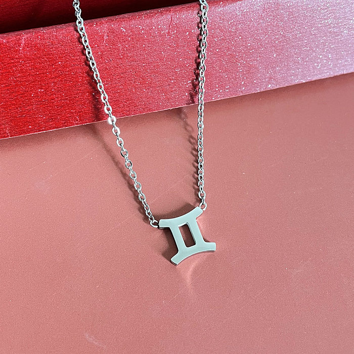Simple Fashion Twelve Constellation Stainless Steel  Geometric Necklace Wholesale jewelry