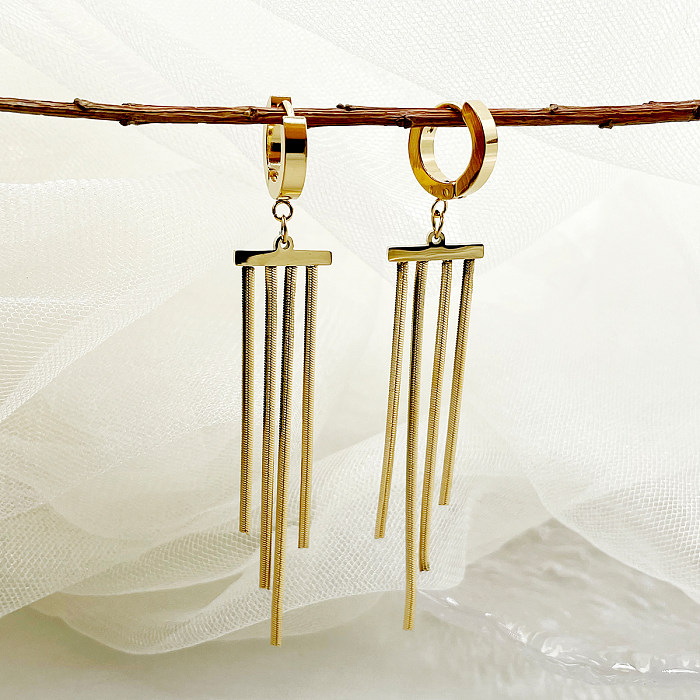1 Pair IG Style Geometric Tassel Plating Stainless Steel  Gold Plated Drop Earrings