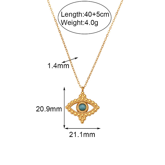 Vintage Style Eye Stainless Steel  Plating Inlay Natural Stone 18K Gold Plated Pendant Necklace