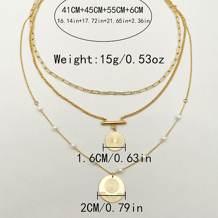 O estilo simples comuta em volta da colar banhada a ouro de aço inoxidável de três camadas no volume