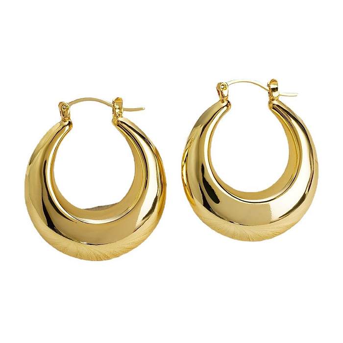 1 Pair Simple Style Commute U Shape Solid Color Plating Stainless Steel  18K Gold Plated Earrings