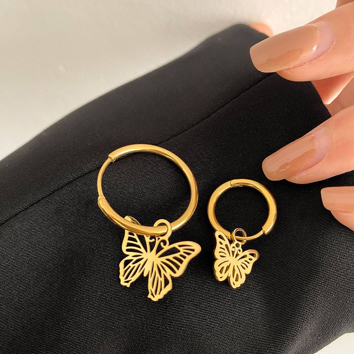 1 Pair Simple Style Butterfly Stainless Steel Earrings