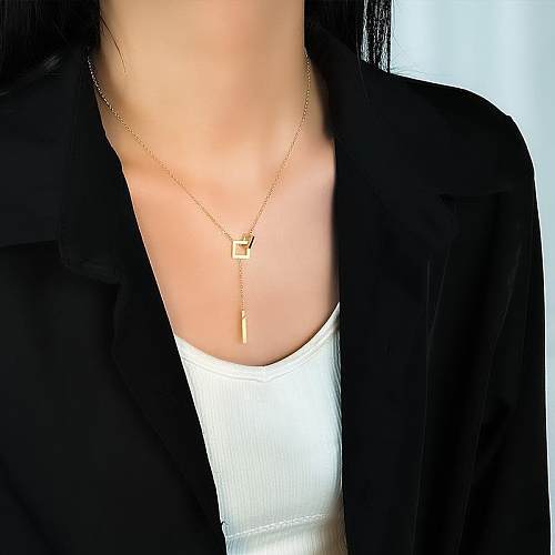 Fashion Tassel Stainless Steel Plating Hollow Out Pendant Necklace 1 Piece