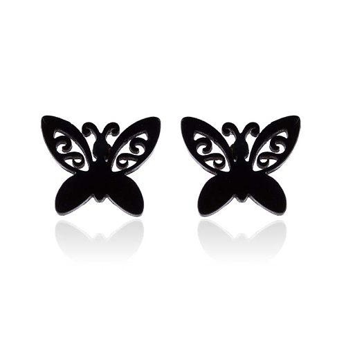 1 Pair Fashion Butterfly Stainless Steel Ear Studs