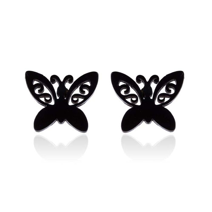 1 par de brincos de orelha de aço inoxidável borboleta fashion