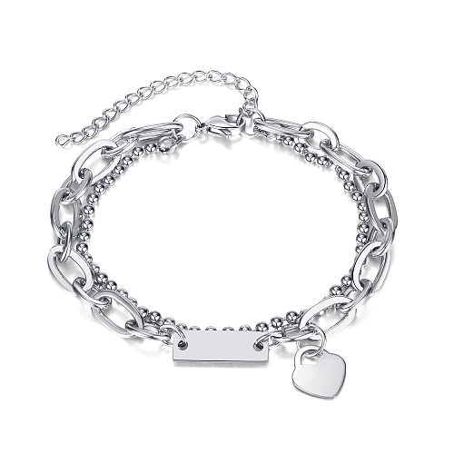 Mode-Herzform-Edelstahl-Armbänder geschichtete Kette ohne eingelegte Edelstahl-Armbänder