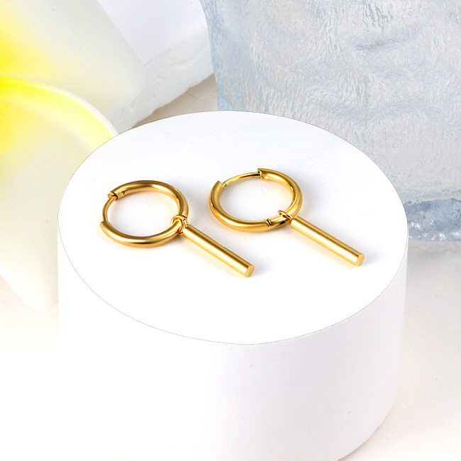 1 Pair Fashion Solid Color Stainless Steel  Plating Earrings