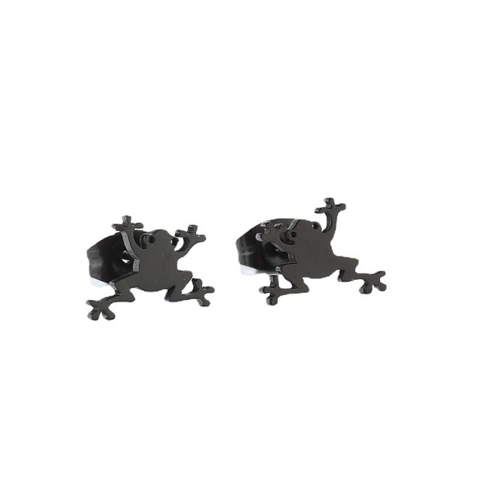 Clous d'oreilles plaqués en acier inoxydable Fashion Frog, 1 paire