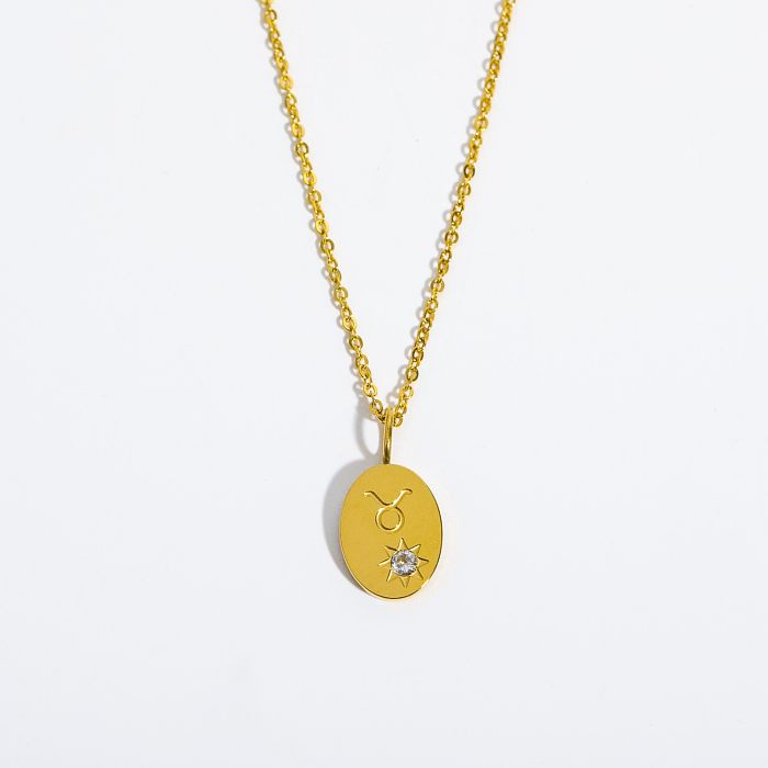 Collier pendentif plaqué or 18 carats avec incrustation de placage en acier inoxydable avec lettres de style simple et décontracté