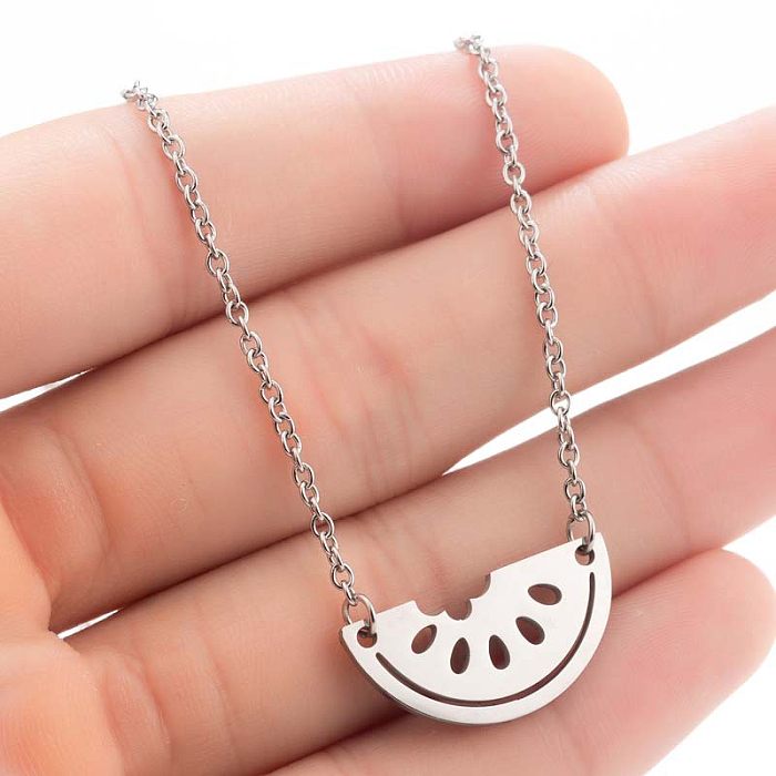 Wholesale Retro Watermelon Stainless Steel  Stainless Steel Gold Plated Pendant Necklace