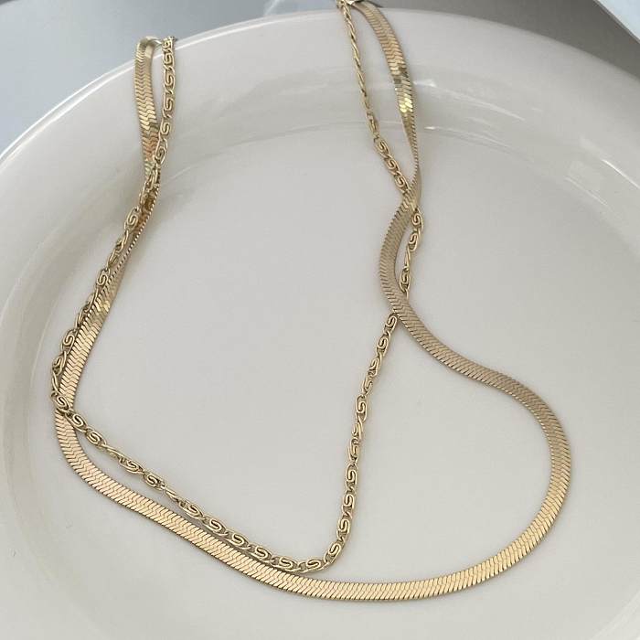 Modische, einfarbige, geschichtete Halsketten aus Edelstahl. Halsketten aus Edelstahl