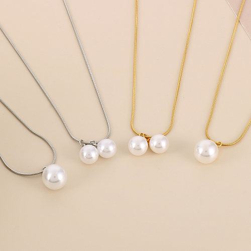 Lady Pearl Stainless Steel  Plating 18K Gold Plated Pendant Necklace