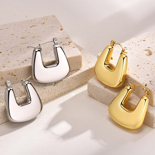 1 Pair Simple Style Solid Color Plating Stainless Steel  Earrings