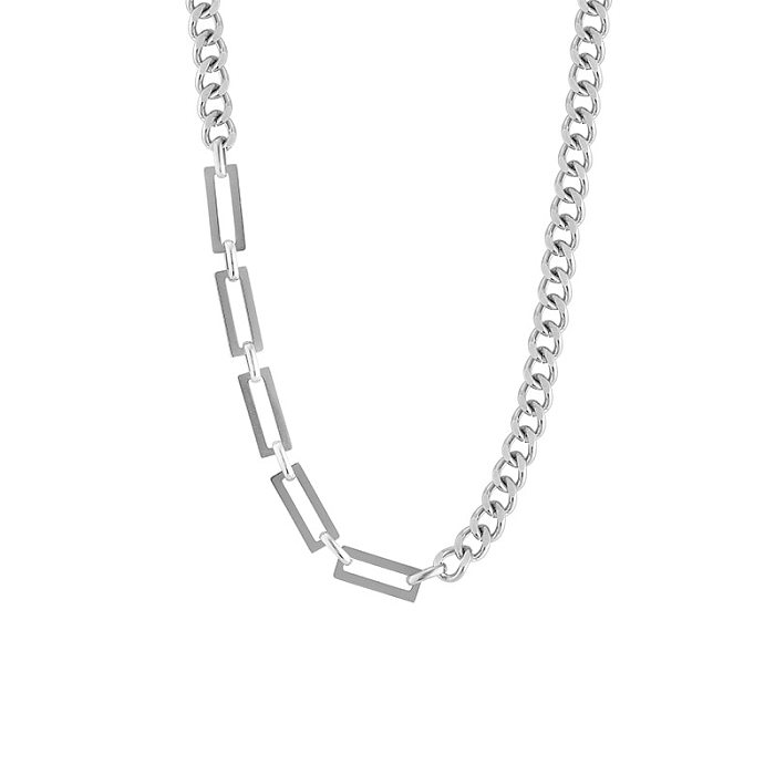 Einfache, einfarbige Patchwork-Halskette aus Edelstahl
