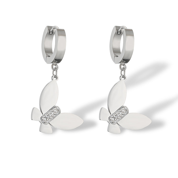 Boucles d'oreilles pendantes en acier inoxydable et Zircon plaqué or 1 carats, Style Simple, 18 paire