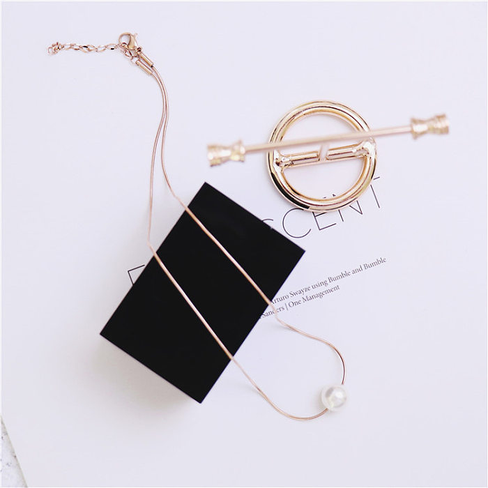 Simple Style Solid Color Stainless Steel  Patchwork Pendant Necklace