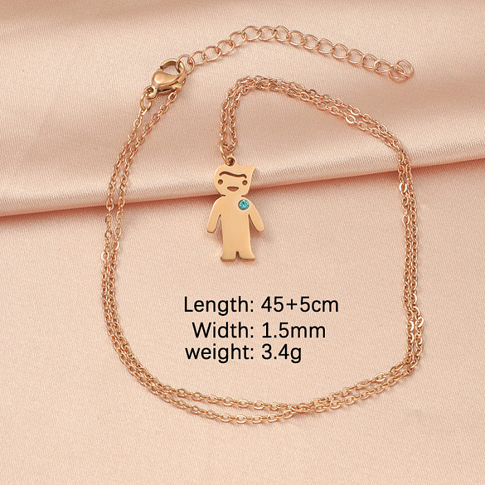 Cartoon Style Basic Streetwear Geometric Stainless Steel  Gold Plated Silver Plated Zircon Pendant Necklace In Bulk