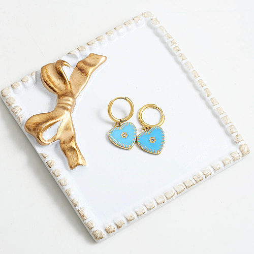 1 Pair Elegant Simple Style Heart Shape Plating Stainless Steel  18K Gold Plated Drop Earrings