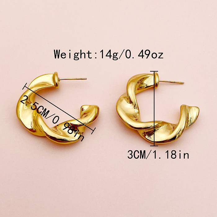 1 Pair Simple Style Commute C Shape Twist Plating Stainless Steel  Gold Plated Ear Studs