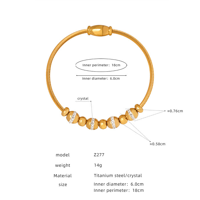 Luxurious British Style Heart Shape Titanium Steel 18K Gold Plated Zircon Bracelets In Bulk