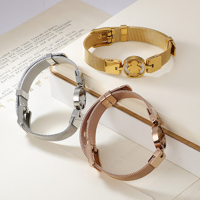 Bracelet en acier inoxydable de Style coréen, en forme de petite fille, bracelet en maille, vente en gros de bijoux