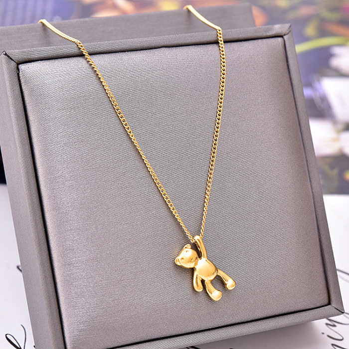 Cute Bear Stainless Steel Plating Necklace