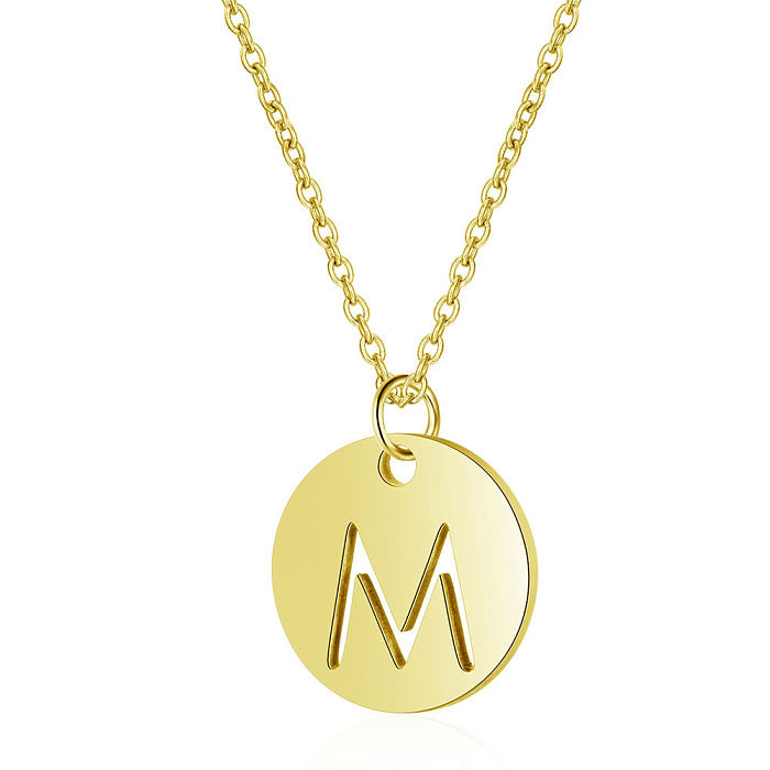 Collier pendentif plaqué or avec chaîne plaquée en acier inoxydable avec lettres de Style Simple