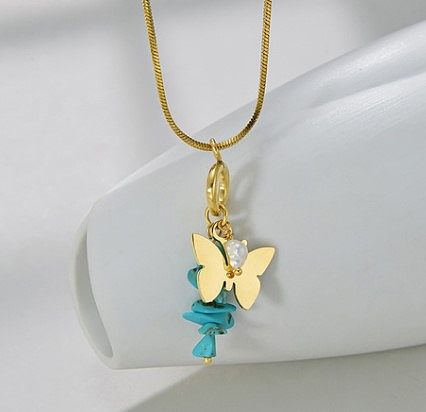 Moda flor borboleta chapeamento de aço inoxidável pingente colar 1 peça