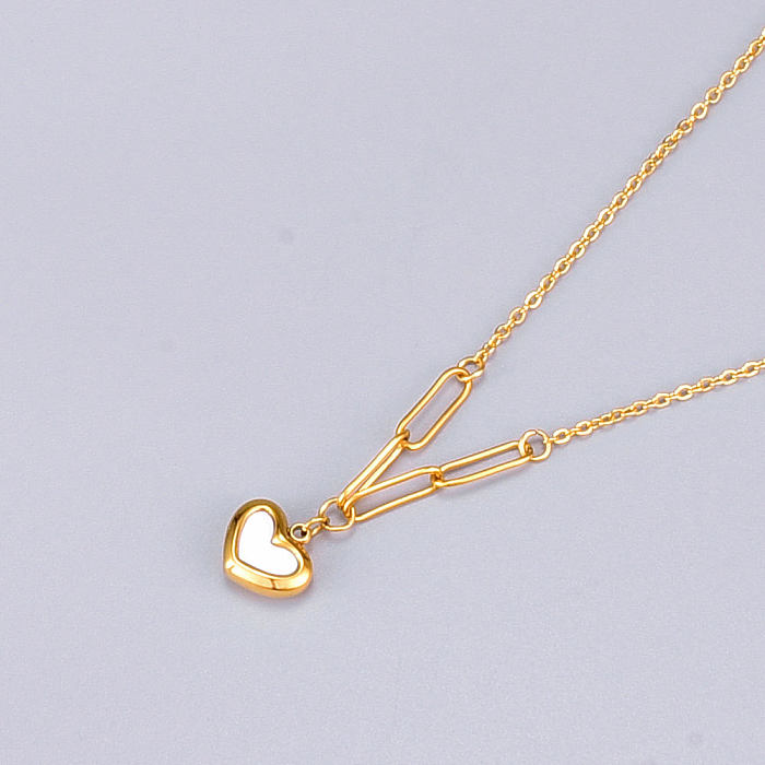 Fashion Heart Shape Stainless Steel Pendant Necklace Plating Shell Stainless Steel  Necklaces