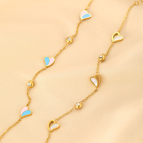 Süße herzförmige Armbänder aus Edelstahl mit 18-Karat-Vergoldung