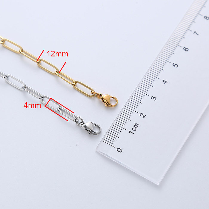 Simple Wide Stainless Steel  Square Flattened Long Cross Chain Wholesale jewelry