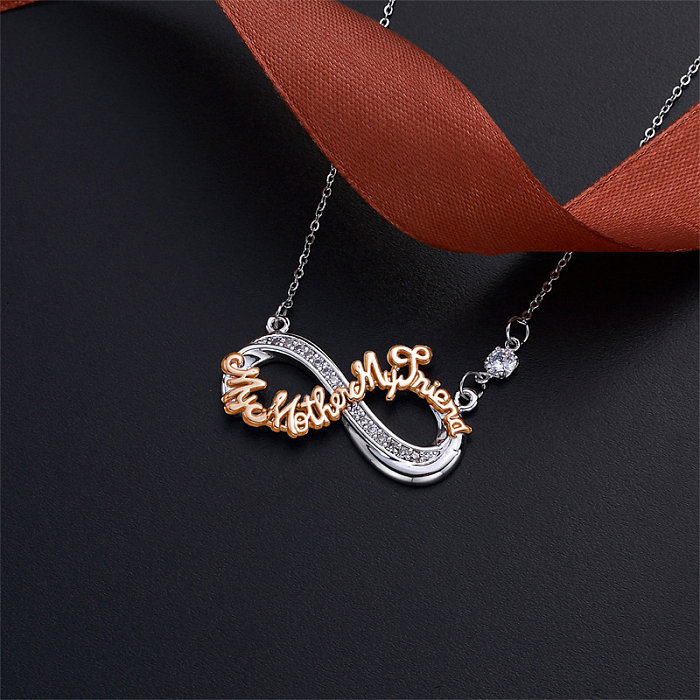 Casual Simple Style Letter Infinity Heart Shape Stainless Steel  Stainless Steel Copper Polishing Plating Inlay Zircon Rose Gold Plated White Gold Plated Necklace