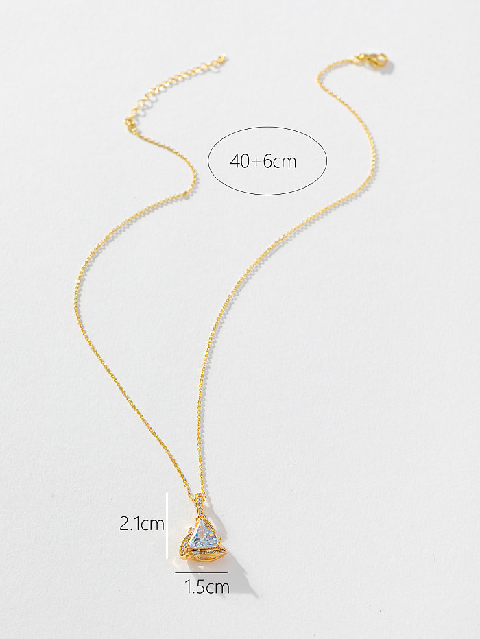 Casual Simple Style Triangle Stainless Steel Copper Plating Inlay Zircon Pendant Necklace