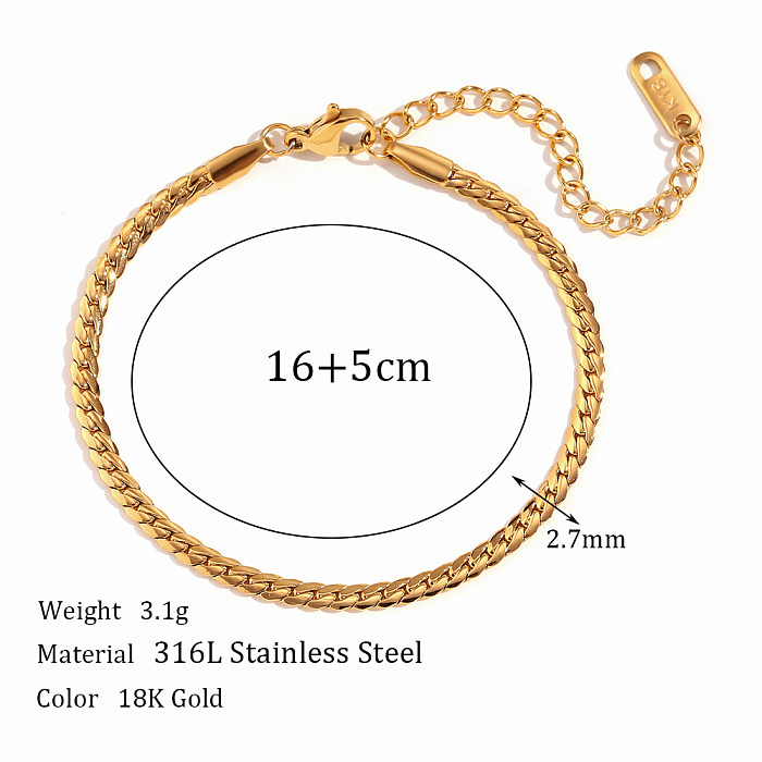 Basic Vintage Style Classic Style Solid Color Stainless Steel Plating 18K Gold Plated Bracelets