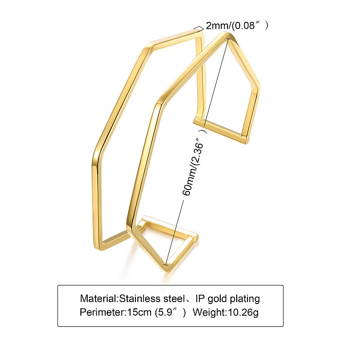 Casual Streetwear Geometric Stainless Steel 18K Gold Plated Bangle In Bulk