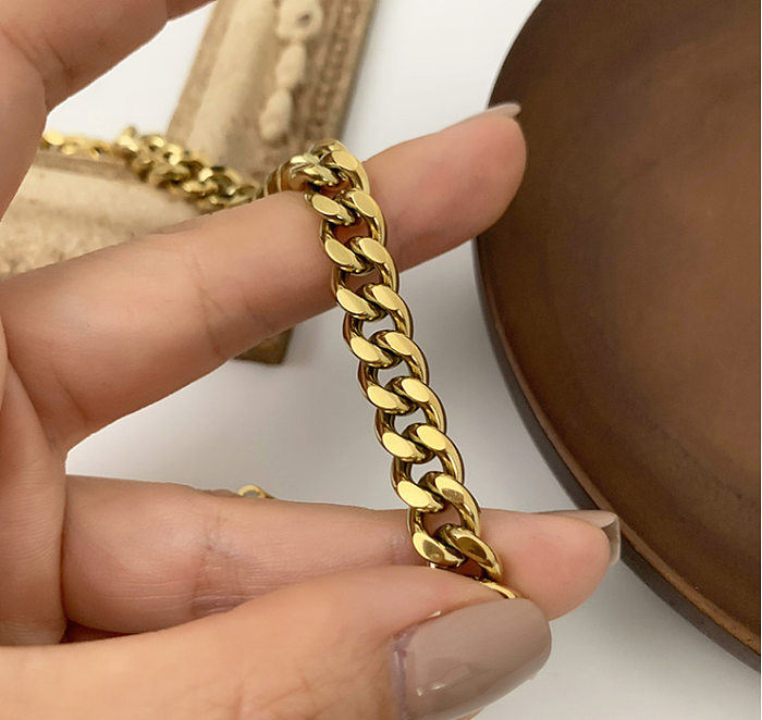 سلسلة سميكة من التيتانيوم الصلب مطلية بالذهب سوار المجوهرات بالجملة