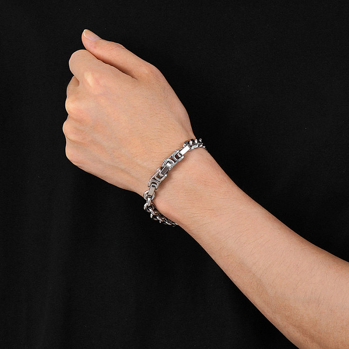Bracelets à boucle asymétrique en acier inoxydable, couleur unie, style simple et décontracté