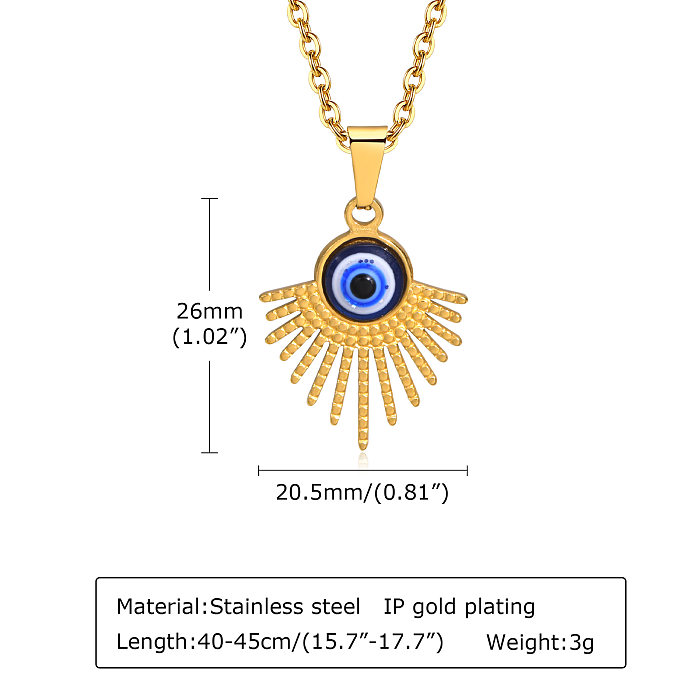 Wholesale Simple Style Devil'S Eye Stainless Steel  Arylic 18K Gold Plated Acrylic Pendant Necklace
