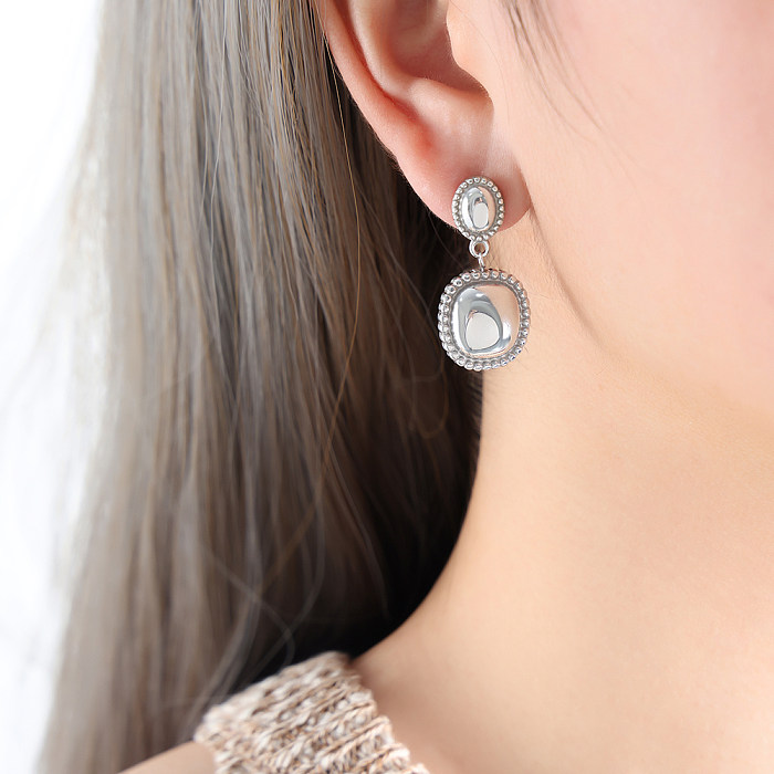 1 paire de boucles d'oreilles pendantes en acier inoxydable plaqué or 18 carats, style vintage