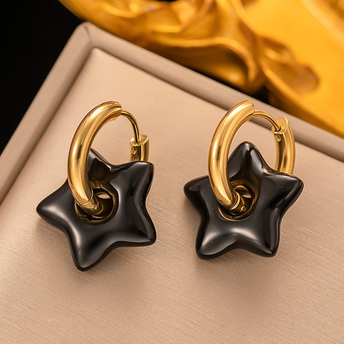 1 Pair Modern Style Star Plating Stainless Steel Drop Earrings