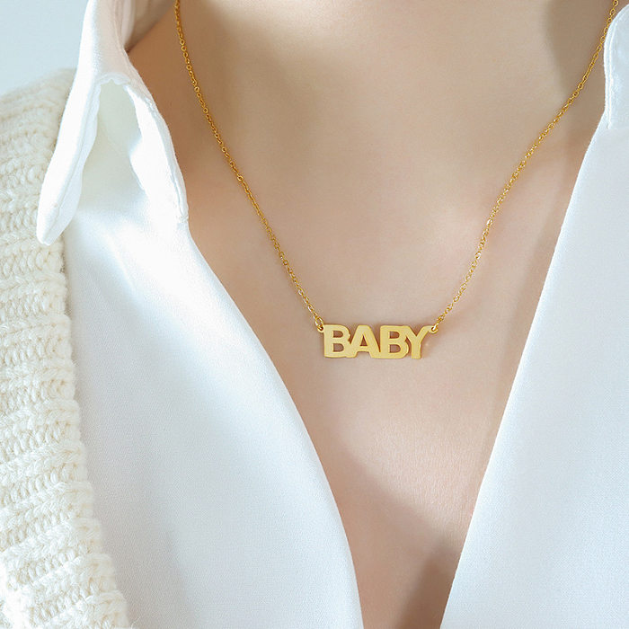 1 Piece Simple Style Letter Stainless Steel Plating Hollow Out Necklace