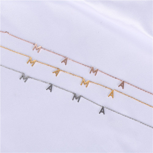 Fashion MAMA Letter Stainless Steel  Plating Necklace