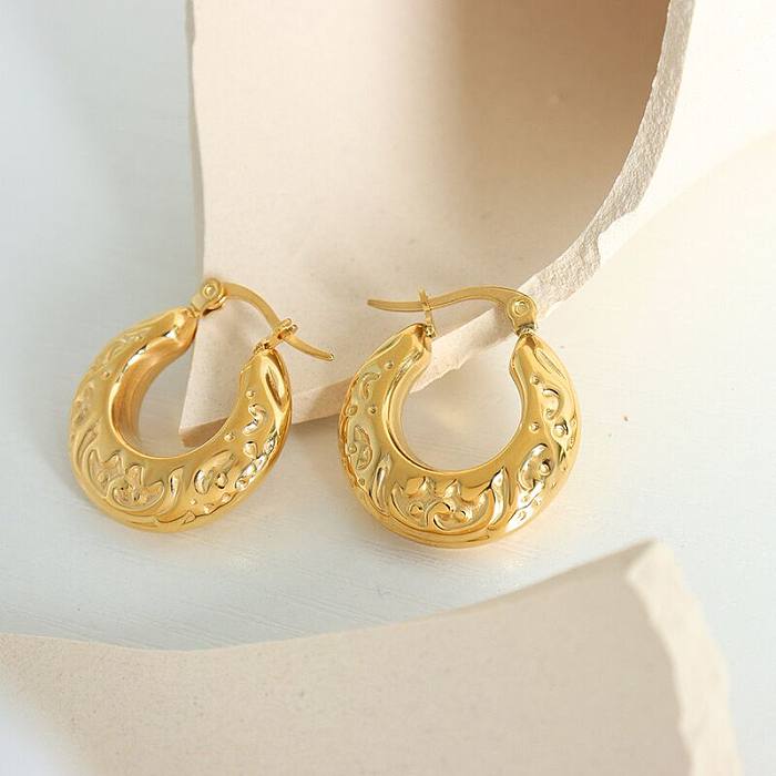 1 Pair Vintage Style Exaggerated Simple Style Solid Color Plating Stainless Steel  18K Gold Plated Earrings