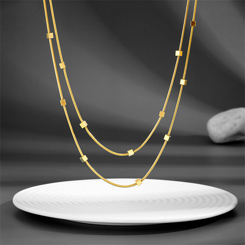 Hip-Hop Retro Solid Color Stainless Steel Plating Gold Plated Necklace