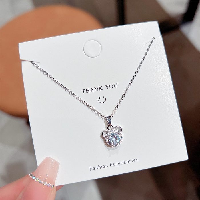 Collar de diamantes de imitación de perlas artificiales con incrustaciones de acero inoxidable en forma de corazón trébol de cuatro hojas geométrico de estilo Simple