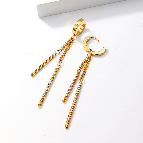 1 Pair Fashion Tassel Stainless Steel  Plating Dangling Earrings