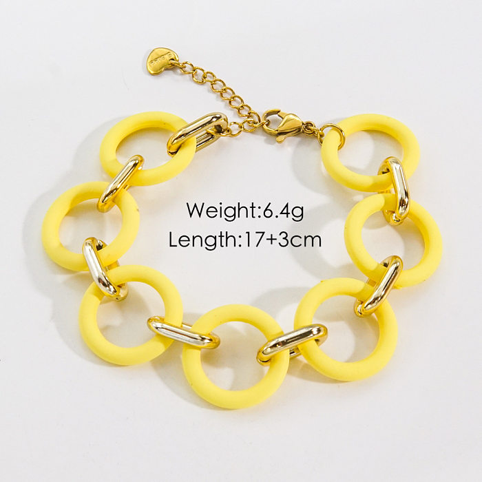 Modern Style Solid Color Stainless Steel Arylic Plating Bracelets