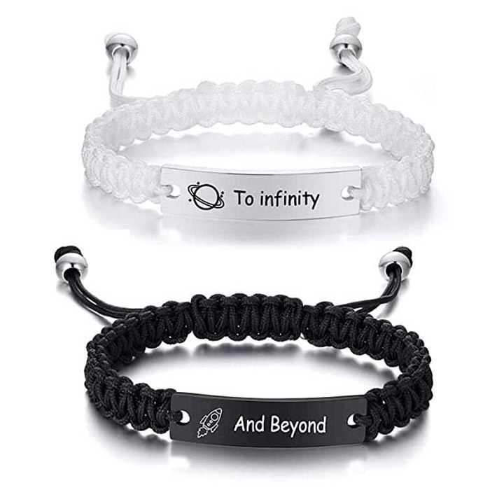 Simple Style Letter Stainless Steel Rope Braid Wristband