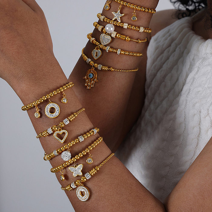 Bracelets en strass avec incrustation d'acier et de titane, en forme de cœur et de paume, Streetwear