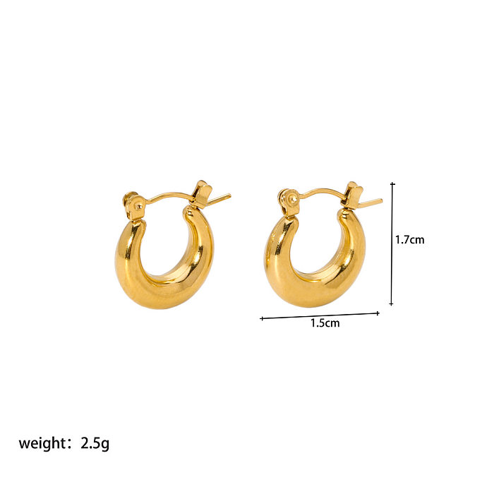 1 Pair Retro French Style U Shape Solid Color Plating Stainless Steel  18K Gold Plated Ear Studs